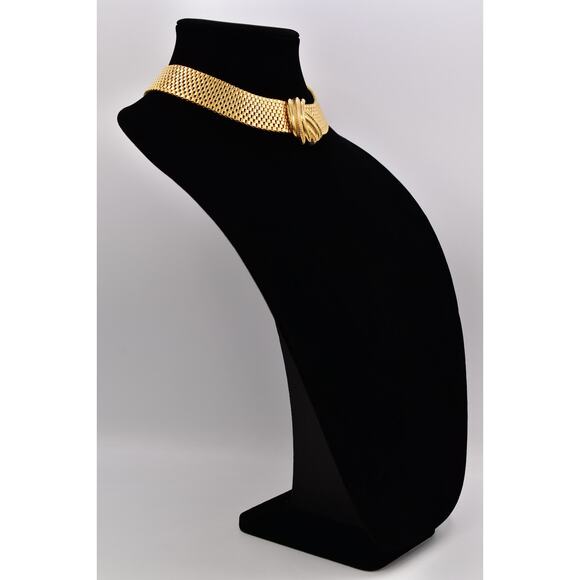 Vintage Chunky Choker Collar Necklace Heavy Thick Chain Gold Tone 1980s Bin6A - Picture 4 of 12